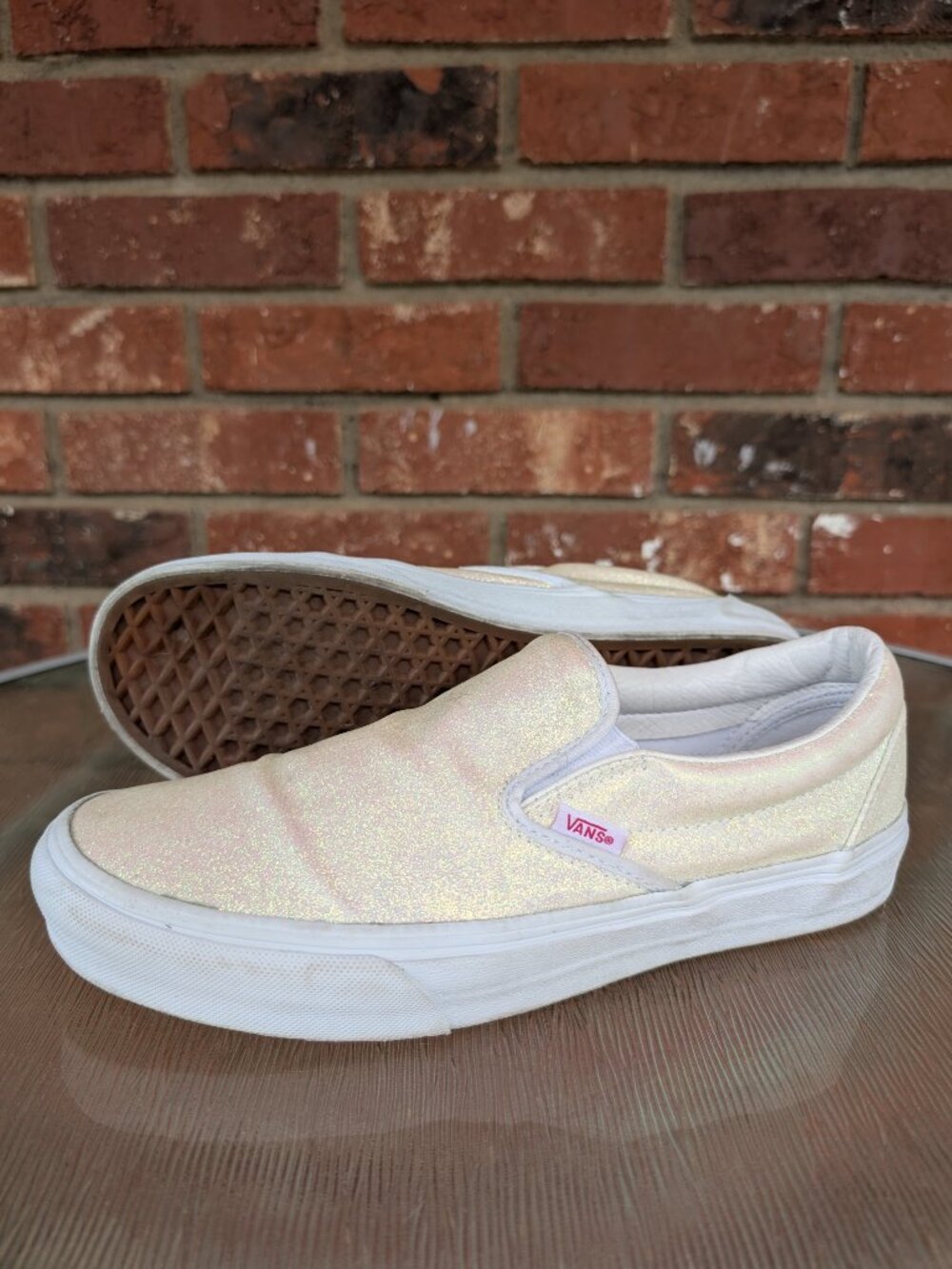 Mens 8 Women's 9.5 VANS Gold Glitter Skate Shoes Sneakers